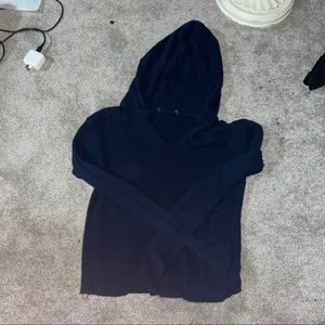 Brandy Melville Waffle Raw Edge Hoodie Sweater